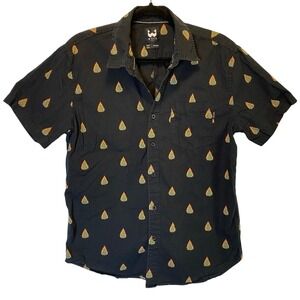 WXYZ Men's Black‎ Button Down Shirt Burning Christmas Tree Print Size Medium